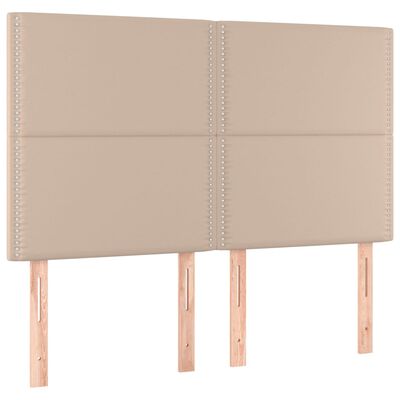 vidaXL Pat box spring cu saltea, cappuccino, 140x190cm piele ecologică