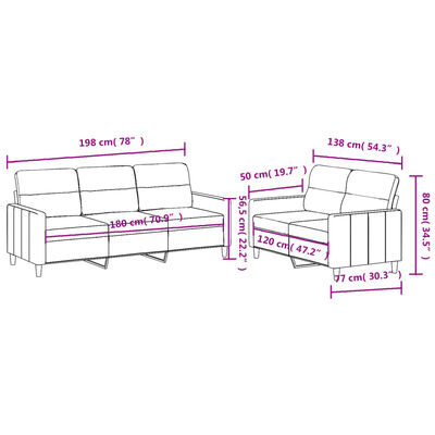 vidaXL Set de canapele cu perne, 2 piese, gri deschis, textil