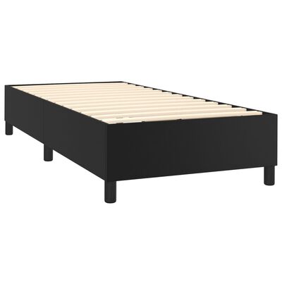 vidaXL Pat cu arcuri, saltea și LED, negru, 90x190 cm, piele ecologică