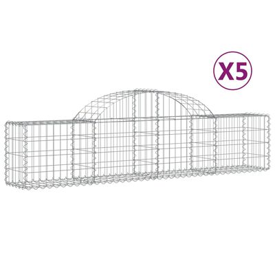 vidaXL Coșuri gabion arcuite 5 buc, 200x30x40/60 cm, fier galvanizat