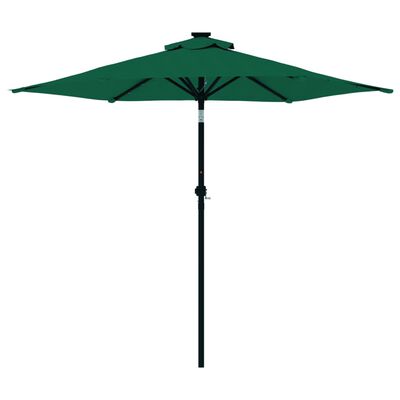 vidaXL Umbrelă soare de grădină stâlp din oțel/LED verde 225x225x212cm