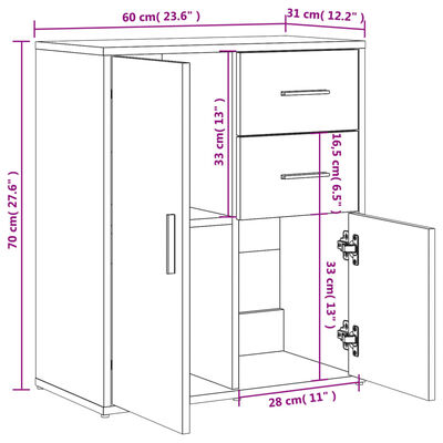 vidaXL Dulap, gri sonoma, 60x31x70 cm, lemn prelucrat