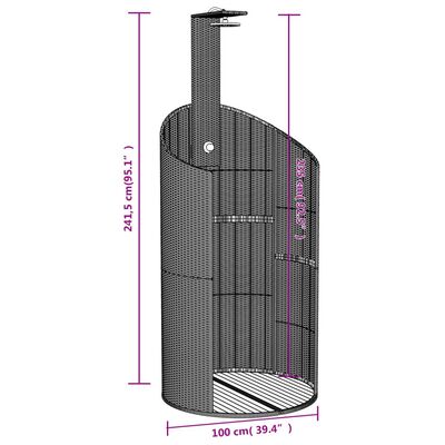 vidaXL Duș de exterior, negru, 100x100x241,5 cm, poliratan/lemn acacia