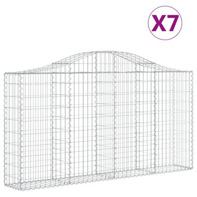 vidaXL Coșuri gabion arcuite 7 buc, 200x30x100/120 cm fier galvanizat