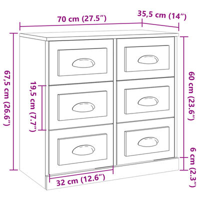 vidaXL Servantă, stejar sonoma, 70x35,5x67,5 cm, lemn prelucrat