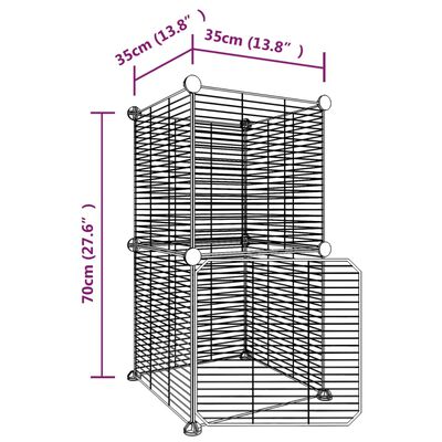 vidaXL Cușcă animale de companie cu ușă, 8 panouri, negru 35x35cm oțel