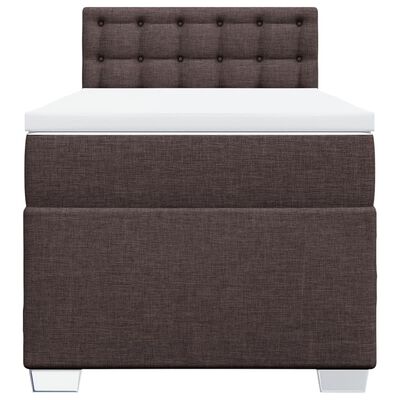 vidaXL Pat box spring cu saltea, maro închis, 80x200 cm, textil