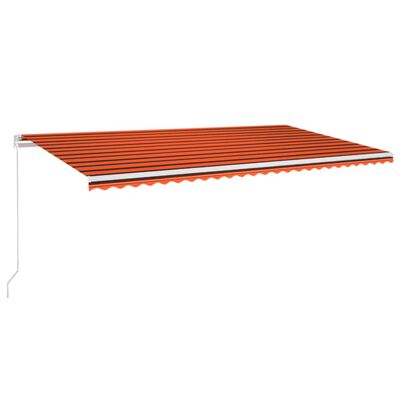 vidaXL Copertină retractabilă manual, LED, portocaliu/maro, 600x350 cm