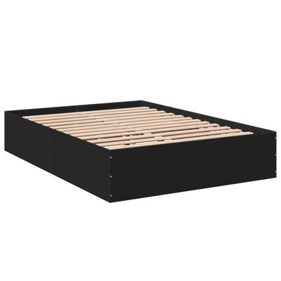 vidaXL Cadru de pat, negru ,135x190 cm, lemn prelucrat