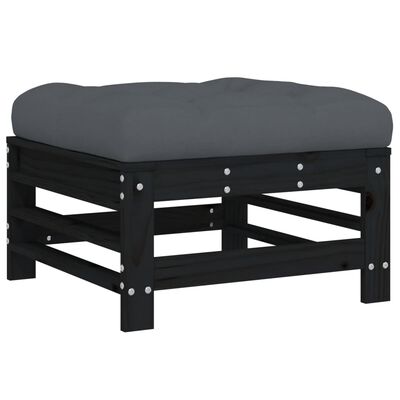 vidaXL Set mobilier de grădină cu perne, 8 piese, negru, lemn masiv