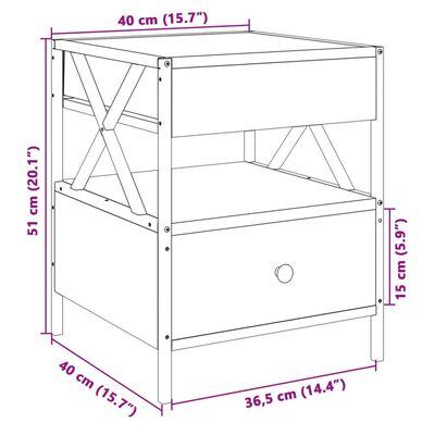 vidaXL Noptieră cu LED infinity, stejar sonoma, 40x40x51 cm