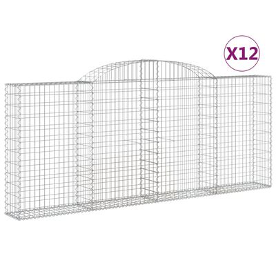 vidaXL Coșuri gabion arcuite 12 buc, 300x30x120/140 cm fier galvanizat