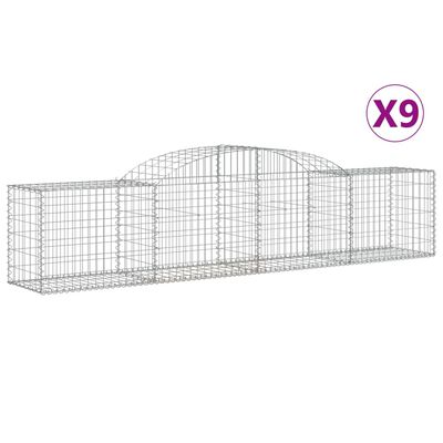 vidaXL Coșuri gabion arcuite 9 buc, 300x50x60/80 cm, fier galvanizat