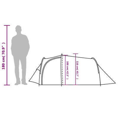 vidaXL Cort de camping tunel 3 persoane, portocaliu, impermeabil