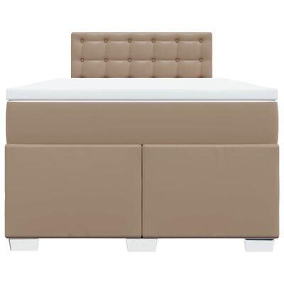 vidaXL Pat box spring cu saltea, cappuccino, 120x200cm piele ecologică