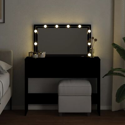 vidaXL Masă de toaletă cu LED, negru, 100x40x120 cm