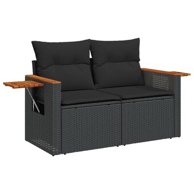 vidaXL Set mobilier de grădină cu perne, 9 piese, negru, poliratan