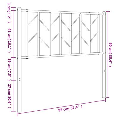 vidaXL Tăblie de pat metalică, alb, 90 cm