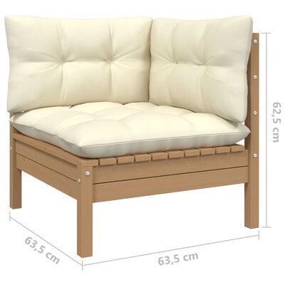 vidaXL Set mobilier grădină cu perne, 9 piese, crem, lemn de pin