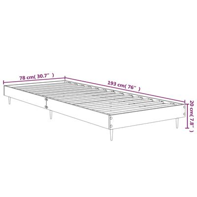 vidaXL Cadru de pat, gri sonoma, 75x190 cm, lemn prelucrat