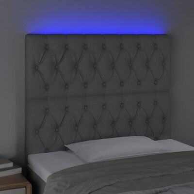 vidaXL Tăblie de pat cu LED, gri deschis, 90x7x118/128 cm, textil