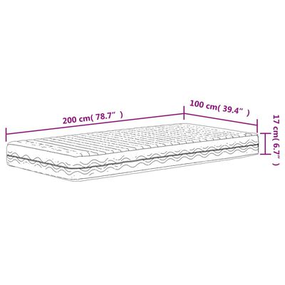 vidaXL Saltea din spumă, alb, 100x200 cm, duritate H2 H3