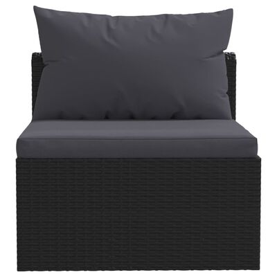 vidaXL Set mobilier de grădină cu perne, 7 piese, negru, poliratan