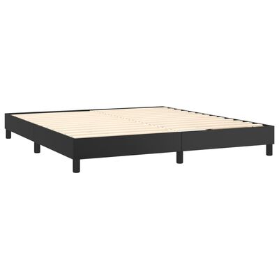 vidaXL Pat box spring cu saltea, negru, 160x200 cm, piele ecologică