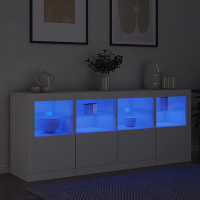 vidaXL Servantă cu lumini LED, alb, 163x37x67 cm