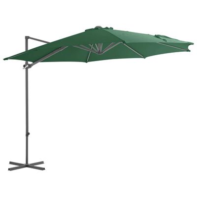 vidaXL Umbrelă suspendată cu stâlp din oțel, verde, 300 cm