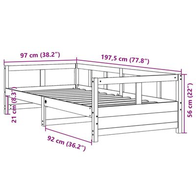 vidaXL Pat de zi cu saltea, maro ceruit, 90x190 cm, lemn masiv pin