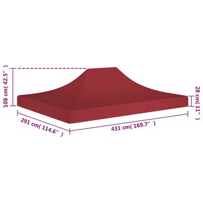 vidaXL Acoperiș pentru cort de petrecere, vișiniu, 4,5 x 3 m, 270 g/m²