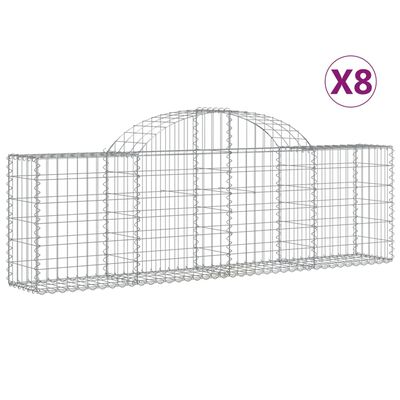 vidaXL Coșuri gabion arcuite 8 buc, 200x30x60/80 cm, fier galvanizat