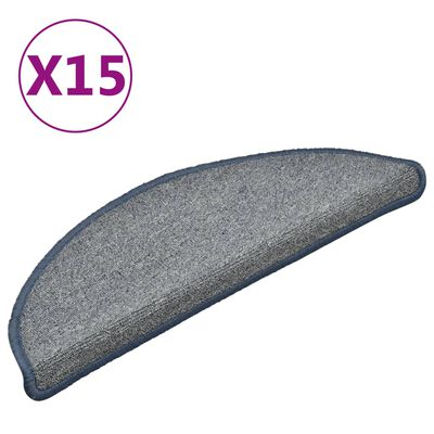 vidaXL Covorașe pentru trepte scară, 15 buc., gri/albastru, 56x17x3 cm