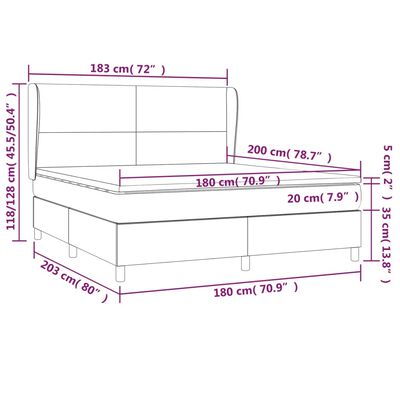 vidaXL Pat cu arcuri, cu saltea, cappuccino, 180x200cm piele ecologică