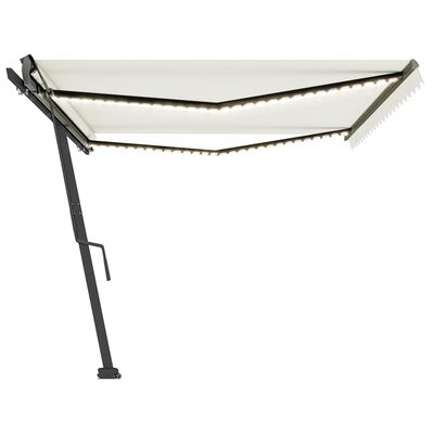 vidaXL Copertină retractabilă manual cu LED, crem, 500x350 cm