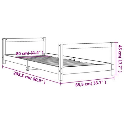 vidaXL Cadru de pat pentru copii, alb, 80x200 cm, lemn masiv de pin