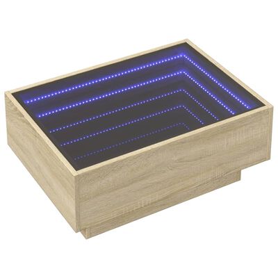 vidaXL Măsuță de cafea cu LED stejar sonoma 70x50x30 cm lemn prelucrat