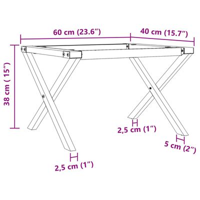 vidaXL Picioare Măsuță de cafea X-Frame 60x40x38 cm Fontă