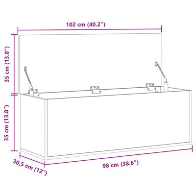 vidaXL Cutie de depozitare, gri sonoma, 102x35x35 cm, lemn prelucrat