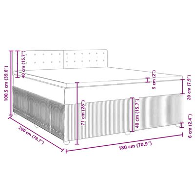 vidaXL Pat box spring cu saltea, gri deschis, 180x200 cm, catifea