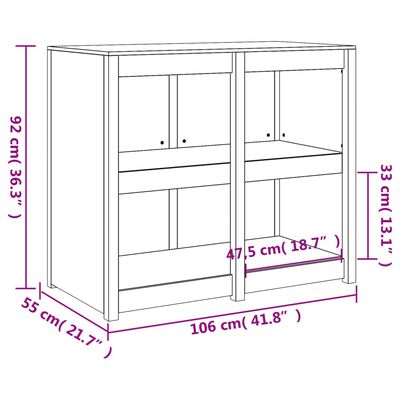 vidaXL Dulap bucătărie de exterior, alb, 106x55x92 cm, lemn masiv pin