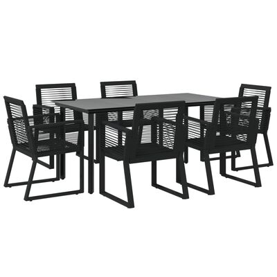 vidaXL Set mobilier de grădină, 7 piese, negru, ratan PVC