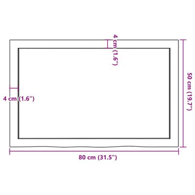 vidaXL Blat de baie, maro închis, 80x50x(2-6) cm, lemn masiv tratat