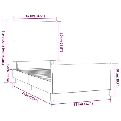 vidaXL Cadru de pat cu tăblie, gri, 80x200 cm, piele ecologică