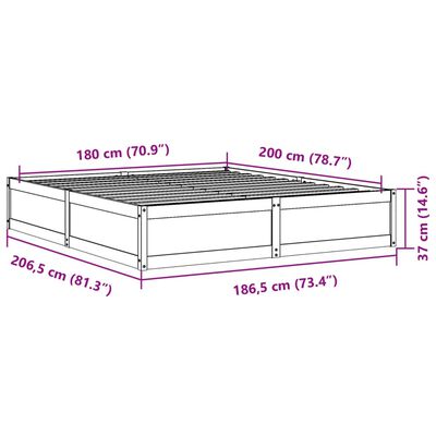 vidaXL Cadru de pat fără saltea, alb, 180x200 cm, lemn masiv pin