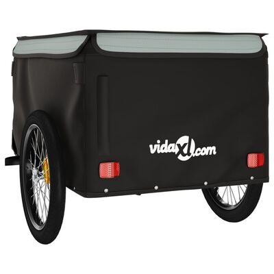 vidaXL Remorcă pentru biciclete, negru și gri, 45 kg, fier