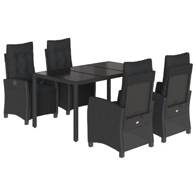 vidaXL Set mobilier de grădină cu perne, 5 piese, negru, poliratan