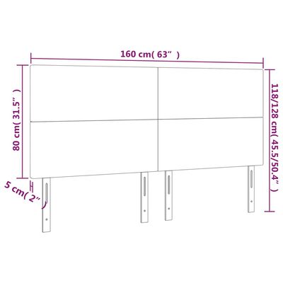 vidaXL Tăblii de pat, 4 buc, negru, 80x5x78/88 cm, catifea