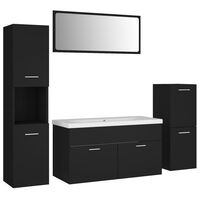 vidaXL Set mobilier de baie, negru, lemn prelucrat